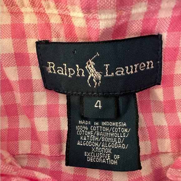 Ralph Lauren Boy’s Pink Gingham Button Down sz 4 - Picture 4 of 10